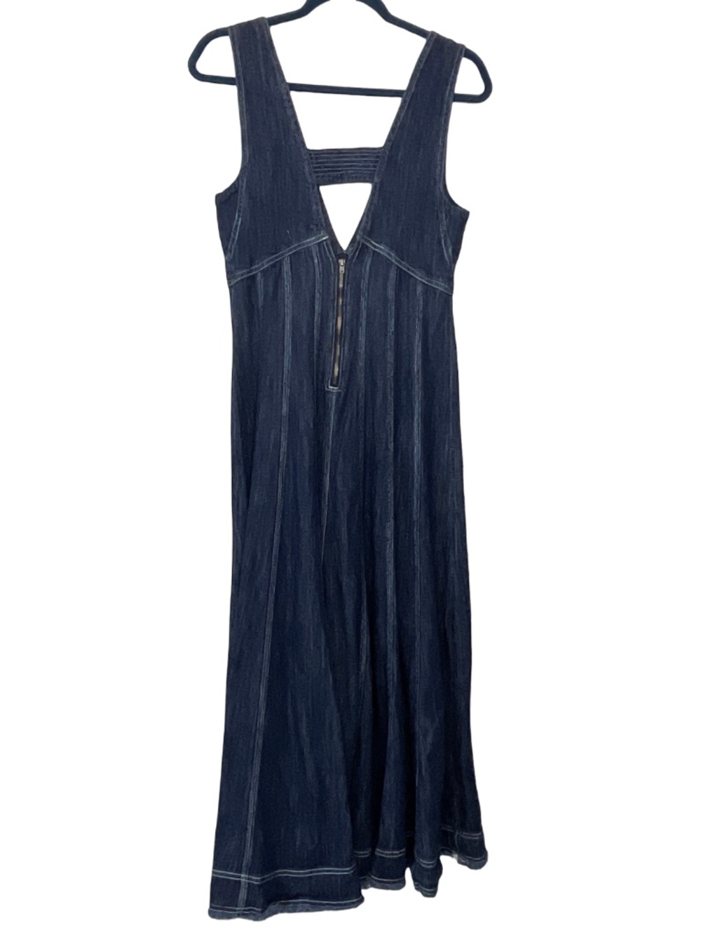 Pilcro Anthropologie Seamed V-Neck Denim Midi Dress - Picture 9 of 12